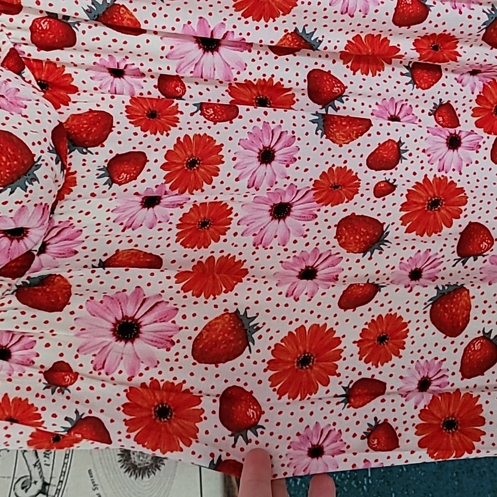 Retro Chic Strawberry/Daisy Off Shoulder Dress - Picture 5 of 8